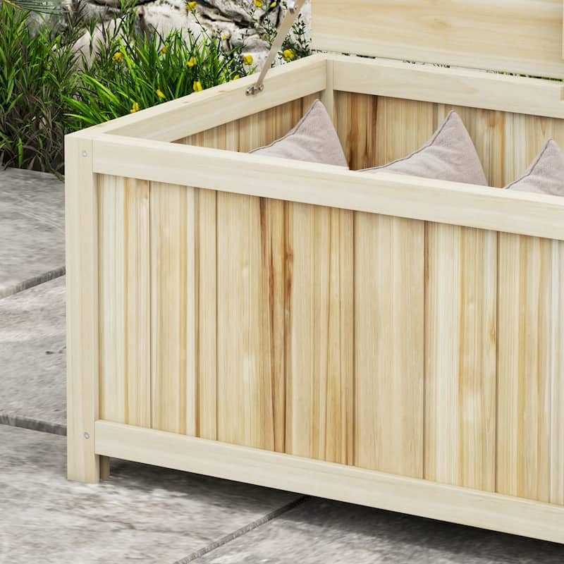 45.5 Gallon Outdoor Wooden Storage Box, Garden Storage Container