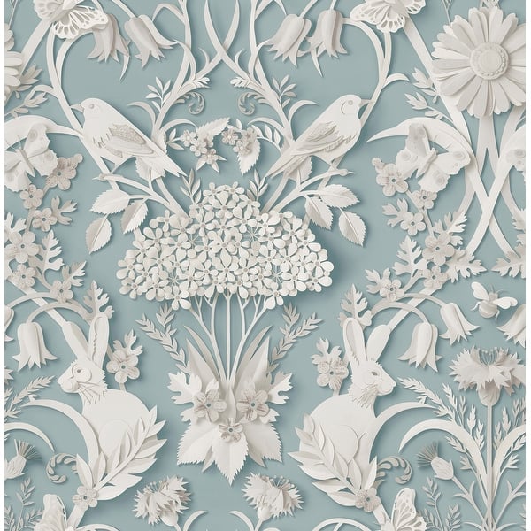 slide 2 of 6, Fine Decor Fae Sky Blue Woodland Wallpaper