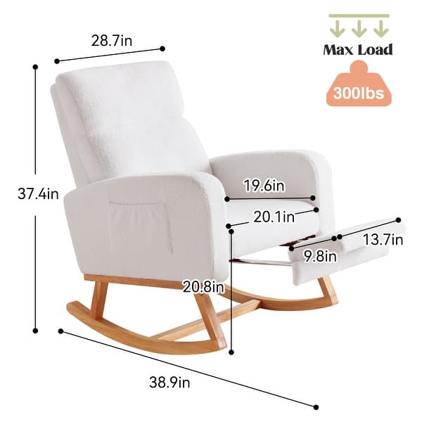 dimension image slide 6 of 12, HOMYKA Rocking Chair for Nursery with Footrest