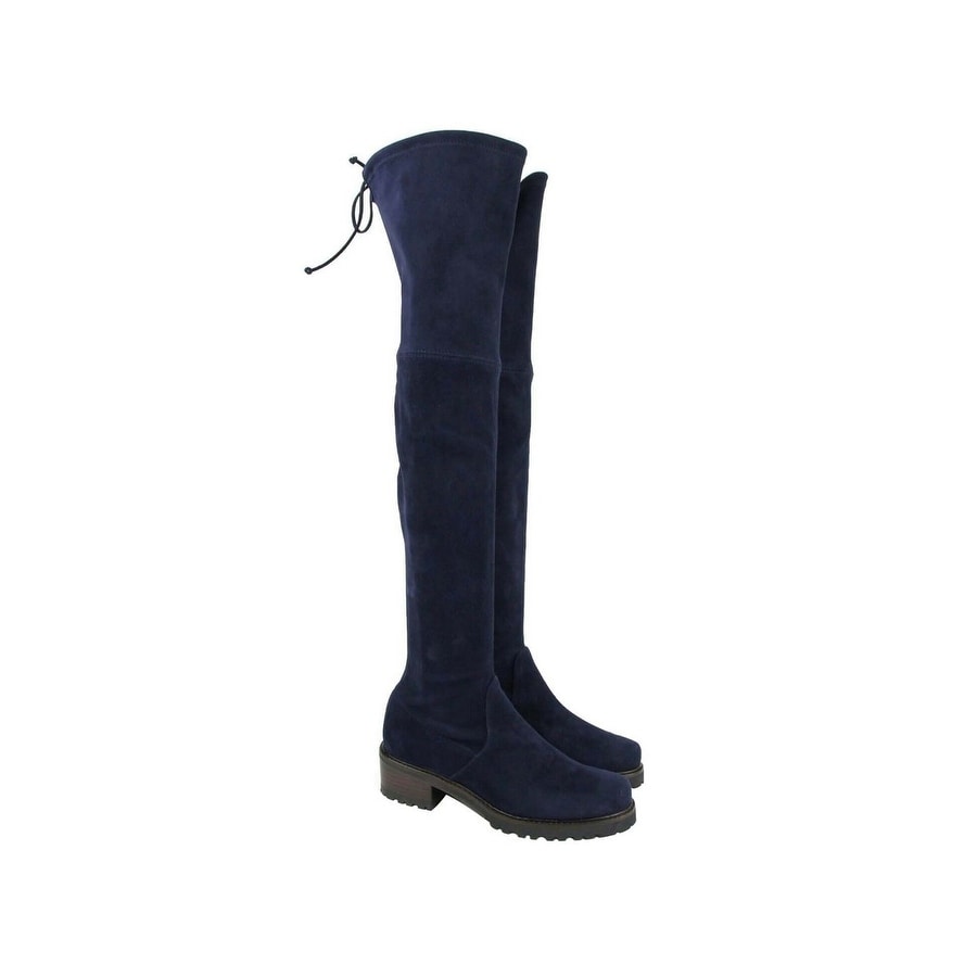 blue suede knee boots
