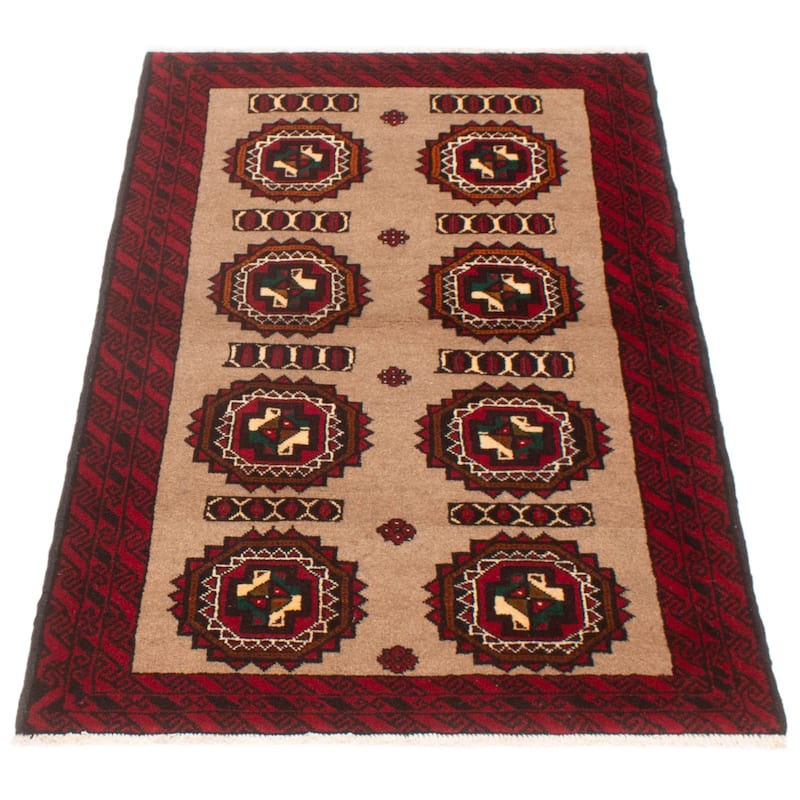 ECARPETGALLERY Hand-knotted Royal Baluch Tan Wool Rug - 3'3 x 5'7