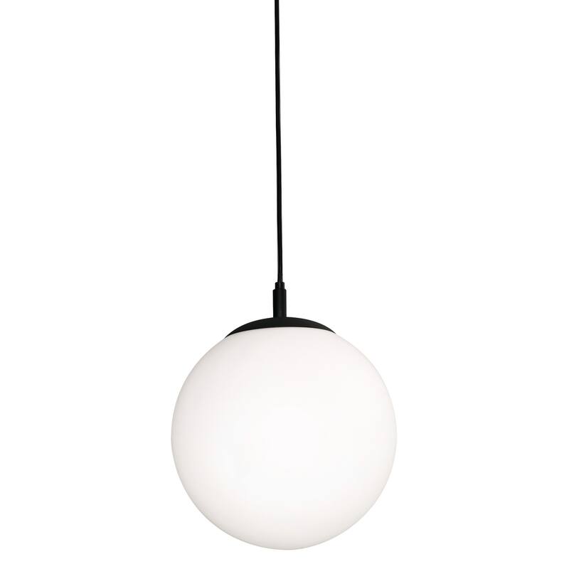 AFX Loretto 1-light Pendant with White Glass - Medium 7 inches - Black