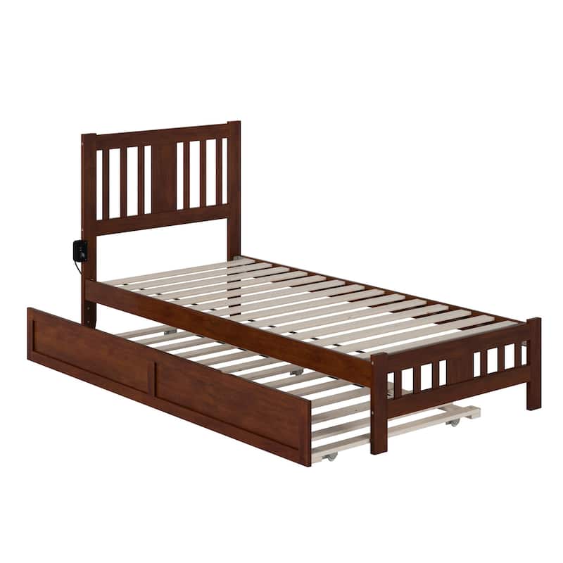 Tahoe Twin XL Bed with Footboard and Twin XL Trundle in Walnut