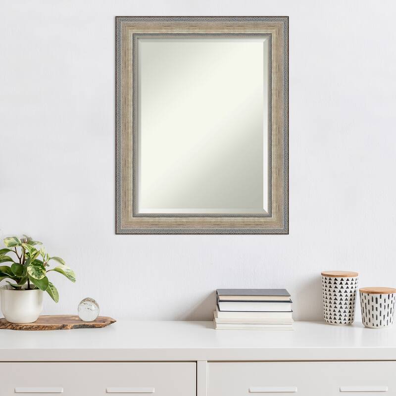 Fleur Silver Beveled Wood Framed Wall Mirror - Fleur Champagne Silver