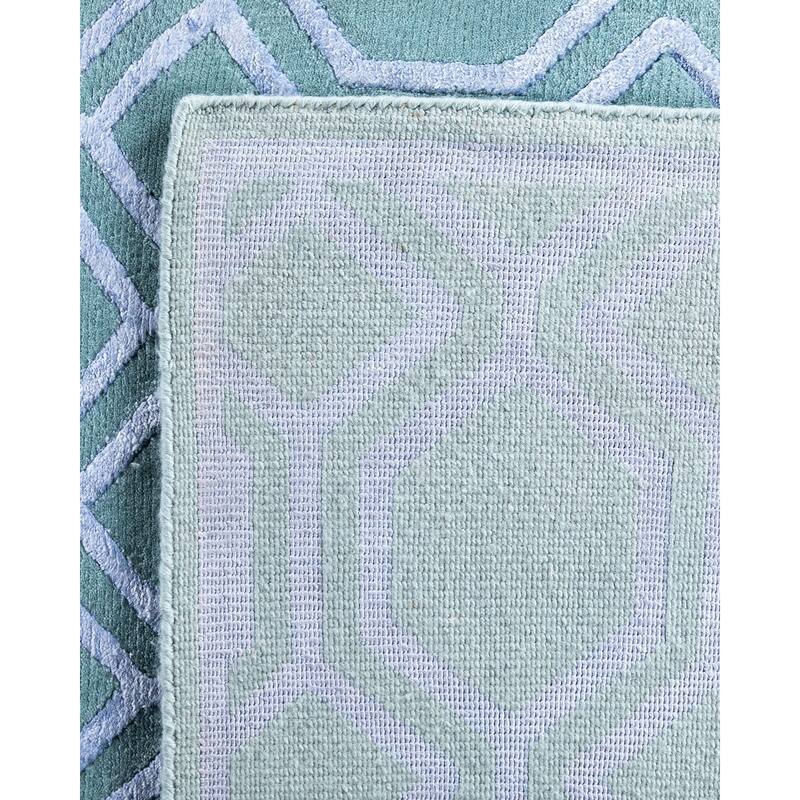 Modern One-of-a-Kind Handmade Area Rug, Blue - 9' 2" x 12' 0"