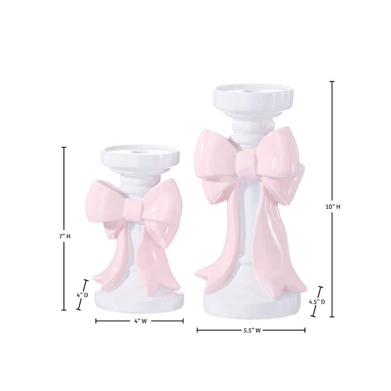 7-10" Resin Bowtie Candle Holder Set of 2