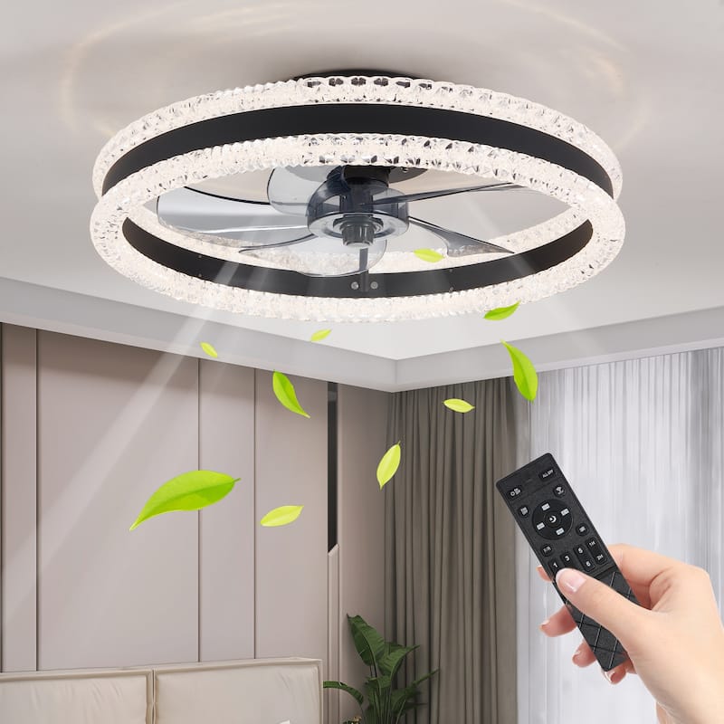 20" Luxury Double Ring LED Ceiling Fan with Light
