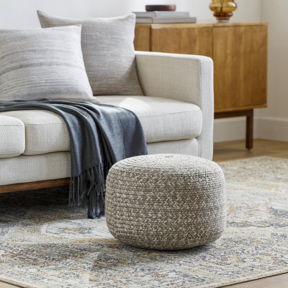 Livabliss Entwined Modern & Contemporary Solid Color Pouf