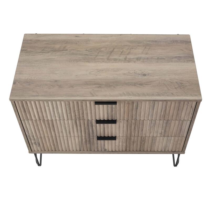 Manhattan Comfort 2-Piece Dumbo Modern Standard 3-Drawer Dresse 2.0 Nightstand Set