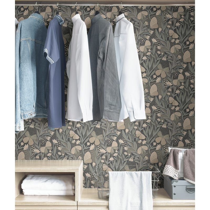 Pip & Lo Blue Grey Papillon Flutter Peel & Stick Wallpaper