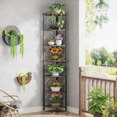 7-Tier Corner Shelf, 78.7” Extra Tall Corner Bookcase