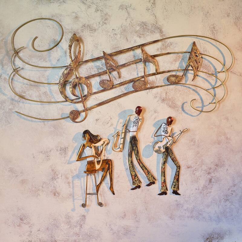 Handmade Guitar Player Wall Decor (Philippines) - 1 x 7 x 14 - 1 x 7 x 14 - Off-White