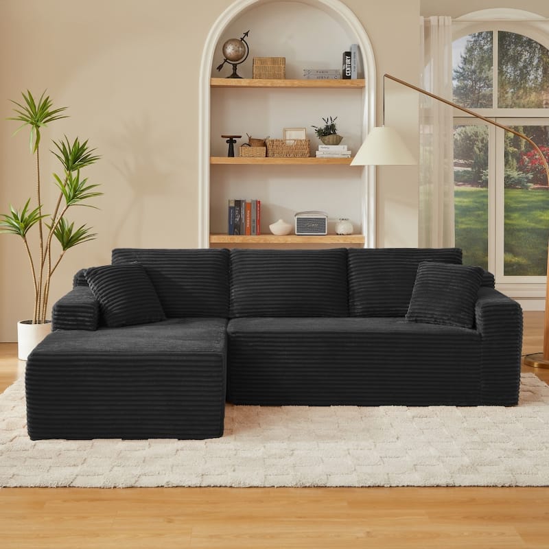 103.2" L-Shaped Corduroy Sectional Sofa, No Assembly Required