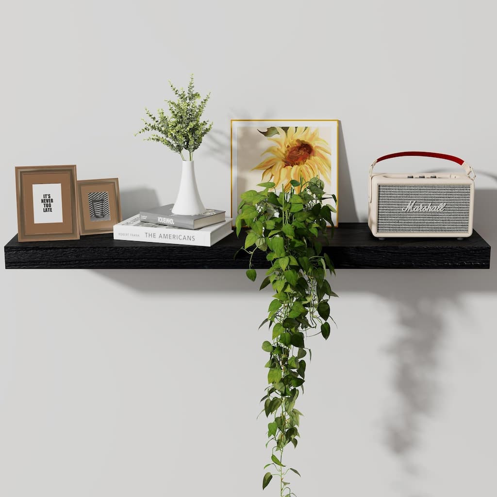 Floating Shelves, 8 Inch Deep Modern Solid Wood Wall Shelves