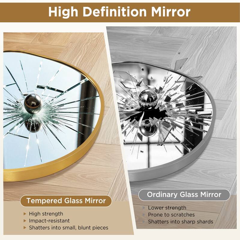 Irregular Aluminum Alloy Framed Asymmetrical Wall Mirror with Functional Charm