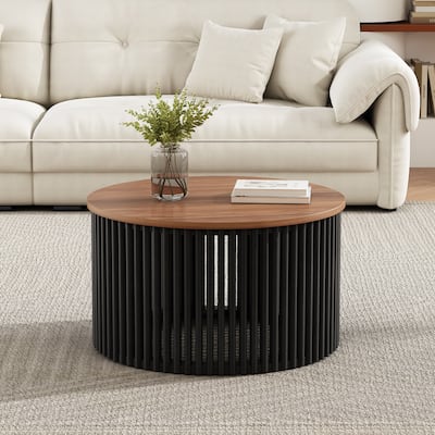 Acacia Solid Wood Coffee Table, Durable Acacia Solid Wood Frame, Brown & Black Color