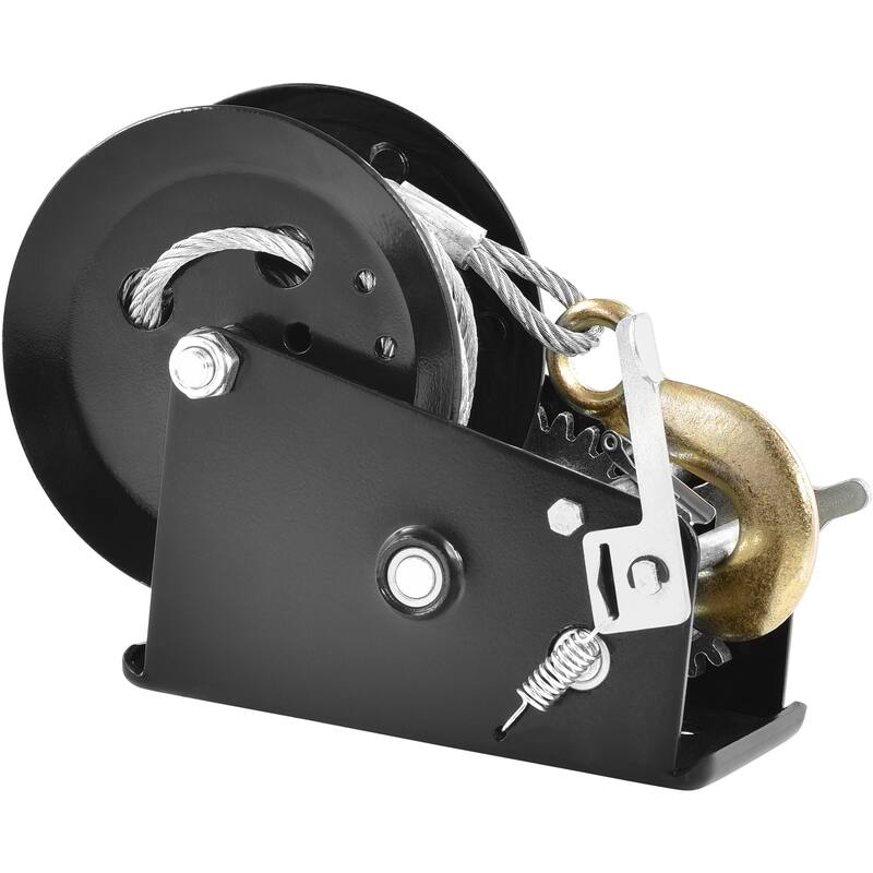 Hand Winch, 3500 lbs Pulling Capacity, Boat Trailer Winch Heavy Duty Rope Crank with 33 ft Steel Wire Cable - Black