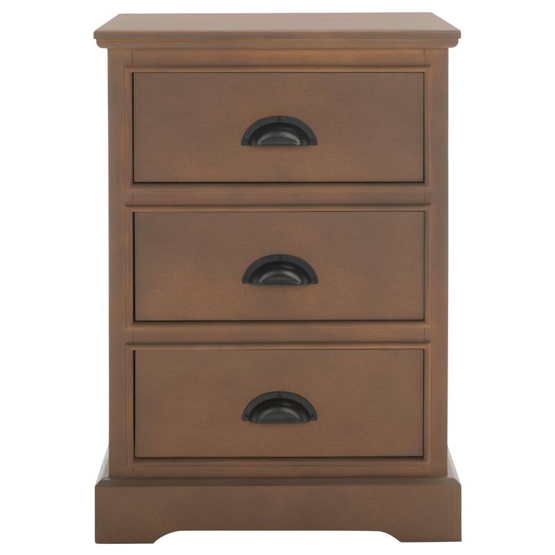 SAFAVIEH Claudine Grey 3-Drawer Storage Side Table - 17.7" x 13.8" x 26.8" - 18Wx14Dx26H - Sepia
