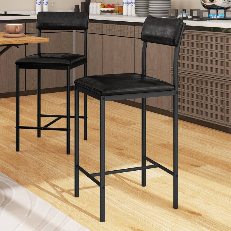 Moasis 37"H Bar Stools Set of 2 Counter Height Bar Stools with Footrest