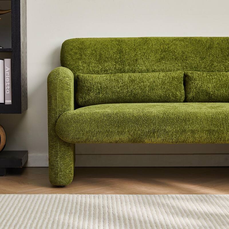 Stylish Velvet 2 Seat Sofa Accent Sofa with Lumbar Pillow, Loveseat Sofa Couch with Wood Frame for Living Room