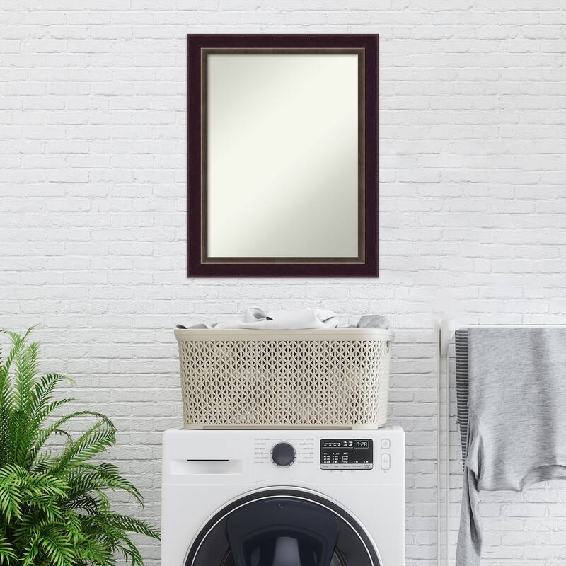 Non-Beveled Wood Bathroom Wall Mirror - Signore Bronze Frame