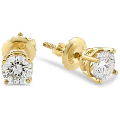 3/8ct Diamond Screw Back Studs Yellow Gold