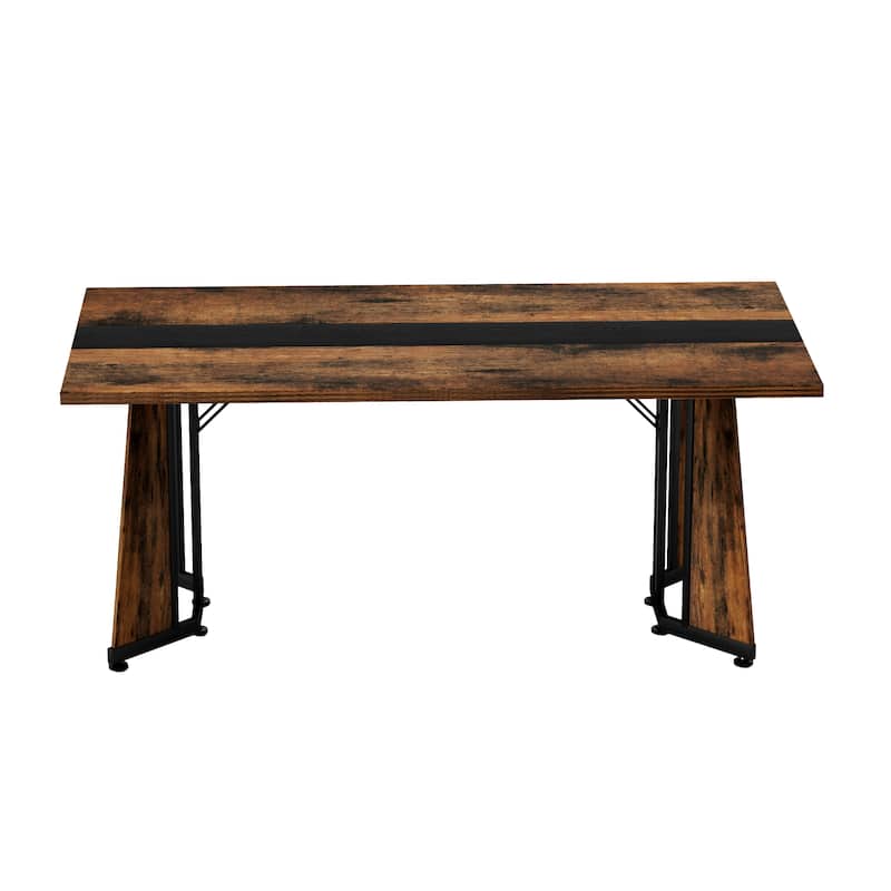 70.9'' Large Dining Table for 8 People, Rectangular Kitchen Table - Waterproof Family Desk with Adjustable Legs - Black,Rustic Brown