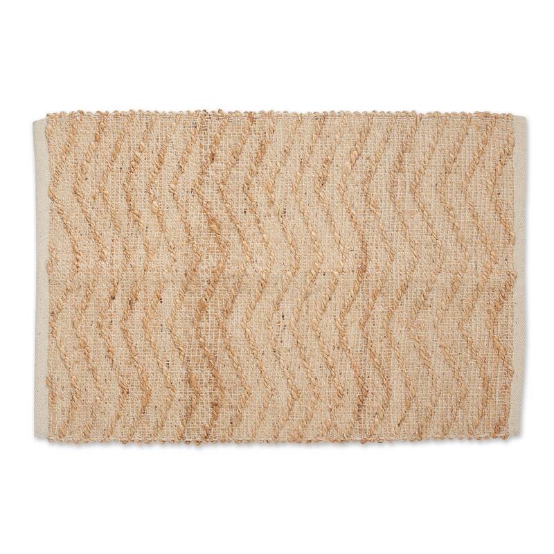 DII Black With Natural Jute Chevron Hand-Loomed Rug - 2' x 3' Oval - Off-White Chevron