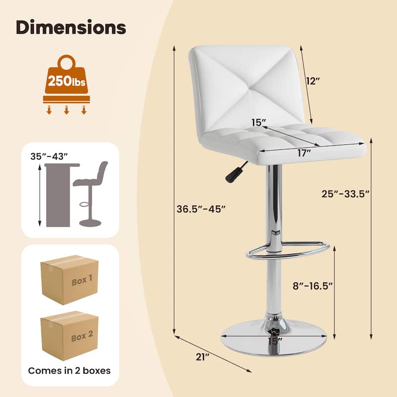 Gymax 4 PCS Bar Stools PU Leather Swivel Bar Chairs Height Adjustable