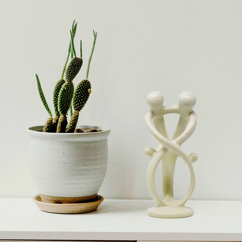 Soapstone Family Sculpture: Natural Stone