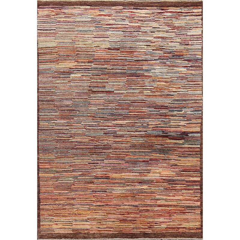 Hand Knotted Oriental 100% Wool Carpet Tribal Contemporary Multi-Colored Gabbeh (kashkoli) Area Rug - 6' 3'' X 4' 7''