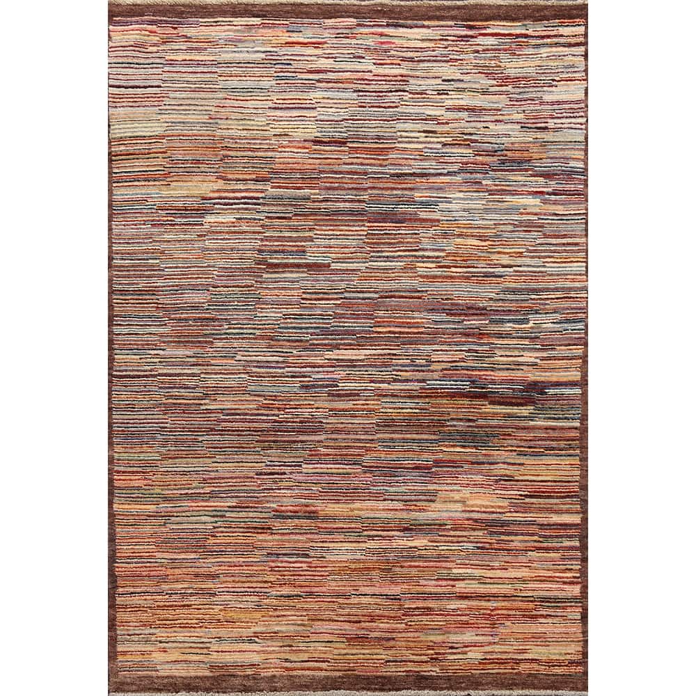 Hand Knotted Oriental 100% Wool Carpet Tribal Contemporary Multi-Colored Gabbeh (kashkoli) Area Rug - 6' 3'' X 4' 7''