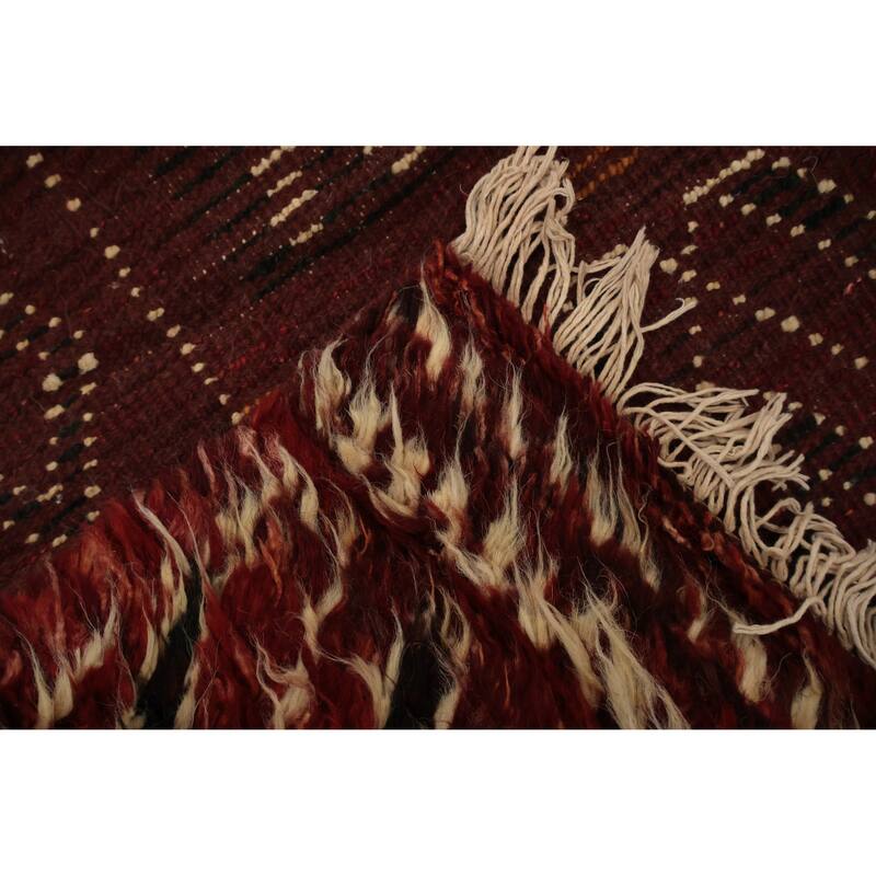 Hand Knotted Oriental 100% Wool Carpet Modern Tribal Red Moroccan Area Rug - 10' 2'' X 8' 2''