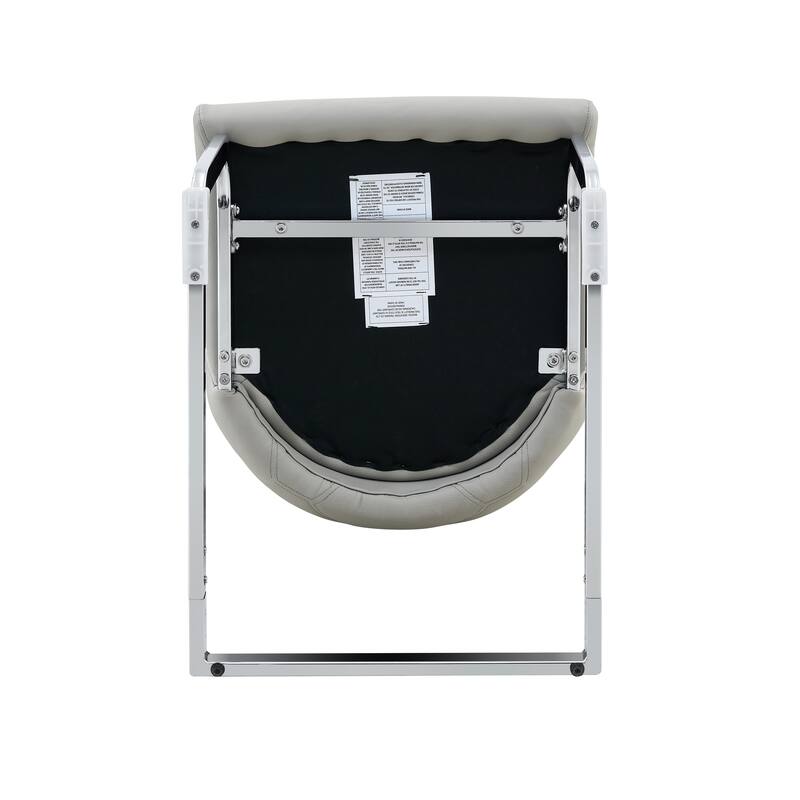 Dining Chairs Set of 2, Faux Leather Kitchen Chairs with Gold Mesh Texture, Silver Back Ring and Chrome Pull Handle