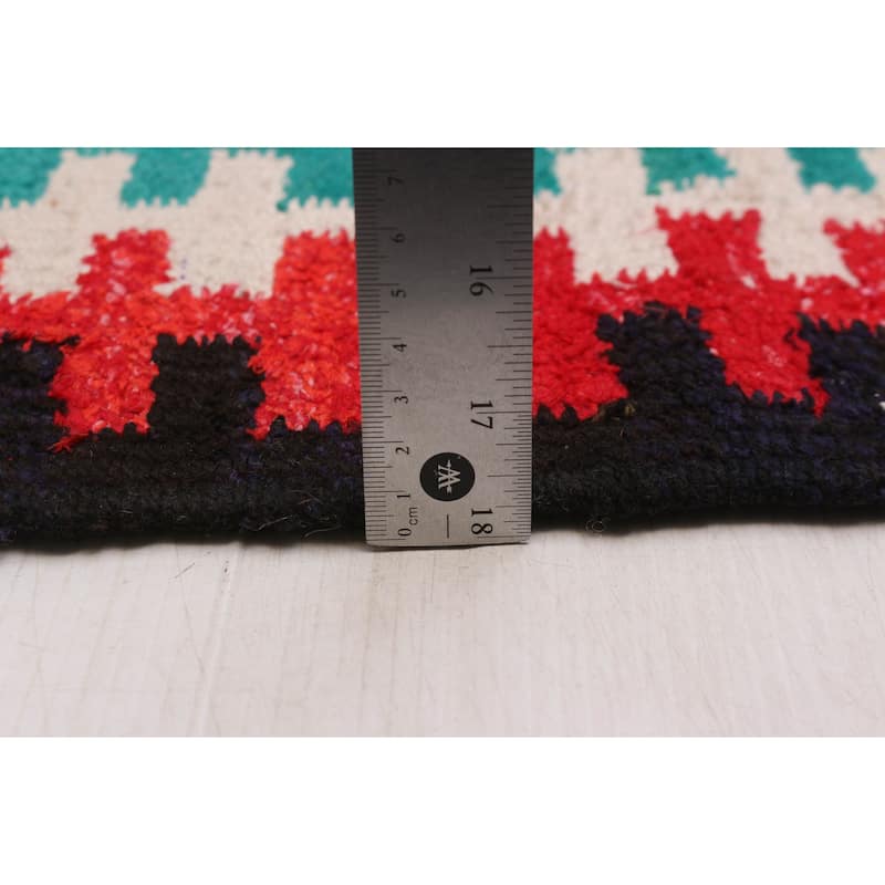 ECARPETGALLERY Flat-Weave Ankara Black, Red Cotton Kilim - 7'10 x 12'8