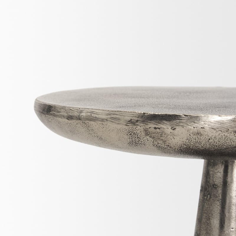 Bobbi Textured Polished Nickel Cast Aluminum Metal Accent Table - 20.0L x 20.0W x 20.5H