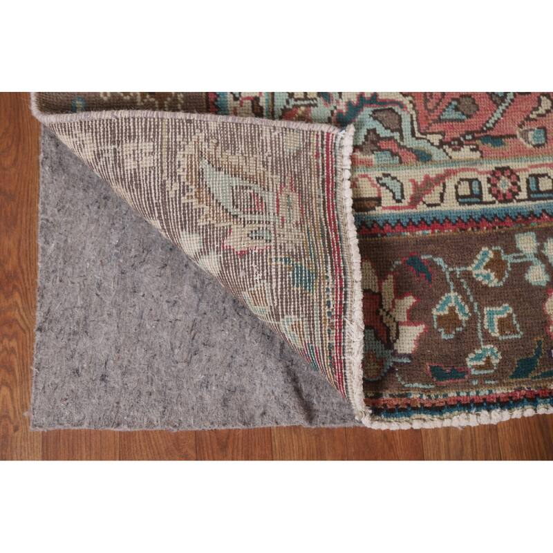 Hand Knotted Oriental 100% Wool Carpet Traditional Floral Brown Tabriz Area Rug - 9' 4'' X 5' 11''