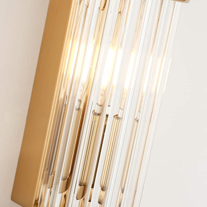 Nordic Postmodern Wall Sconce, European Wall Light in Simple Vintage Glass Crystal - 16.7 inch - Gold