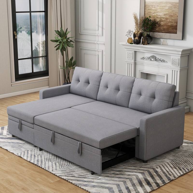 Modern L-Shape Convertible Sleeper Sectional Sofa