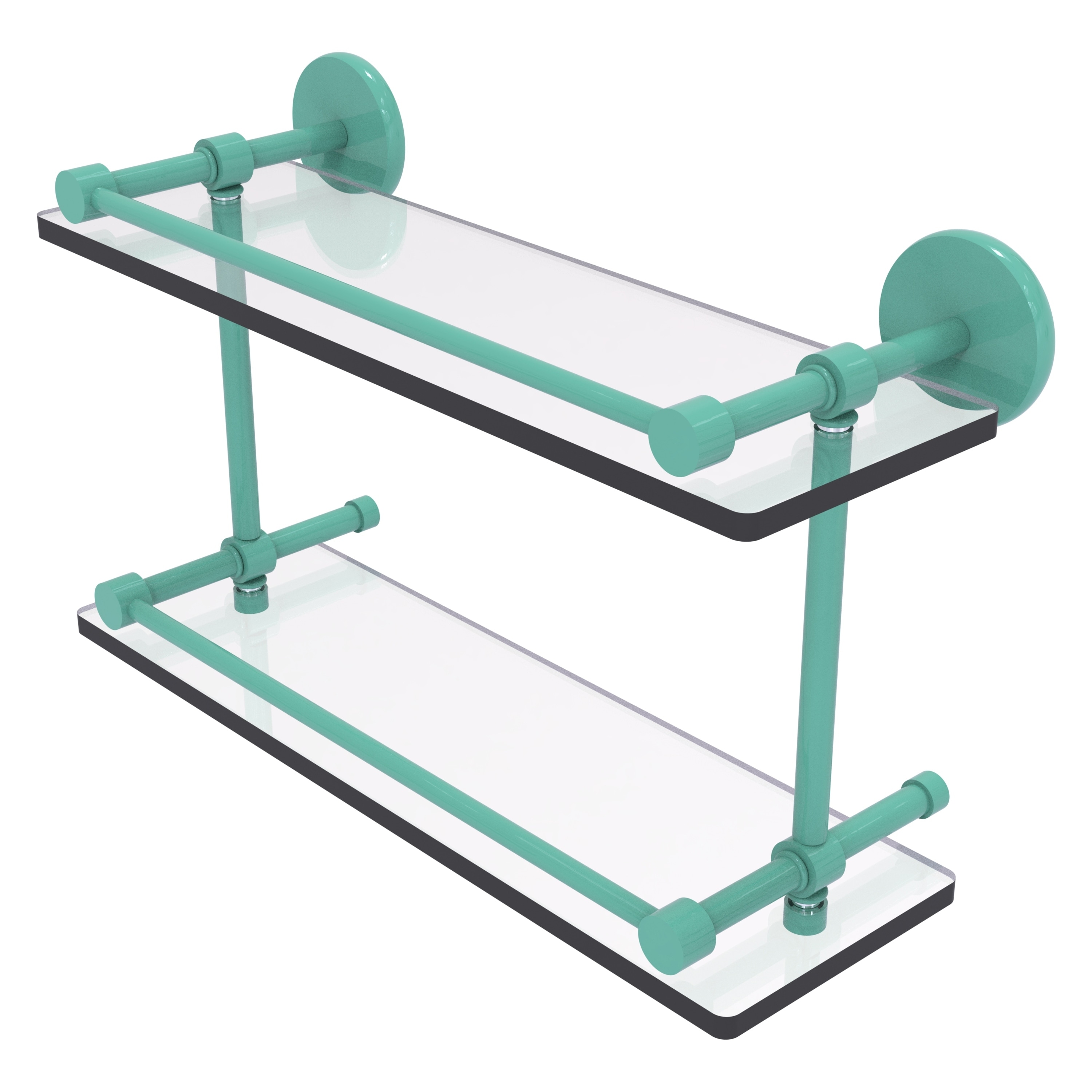 Allied Brass 16 Inch Tempered Double Glass Shelf with Gallery Rail
