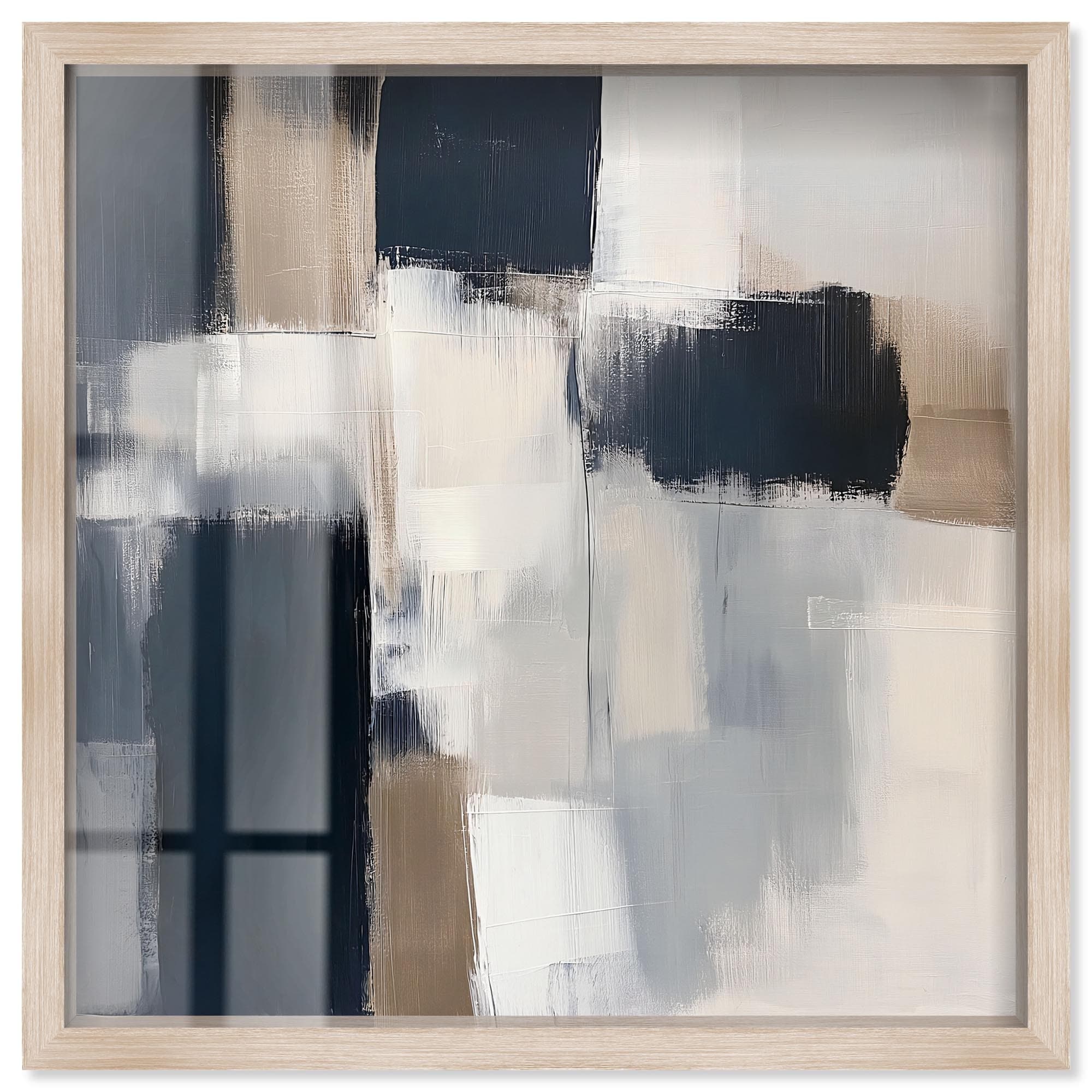 Blue and Tan Abstraction II Shadowbox by Art Remedy