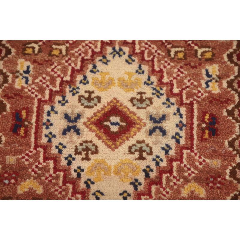 Hand-knotted Traditional Wool Orange Geometric Area Rug Oriental Carpet - 8' 3'' X 2' 7''