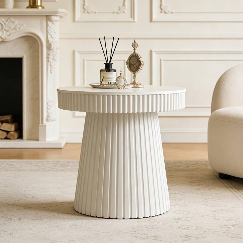 31.5 Inches Modern End Table, Round Accent Side Table, Small Dining Table, Nightstand & Bedside Table for Living Room, Bedroom