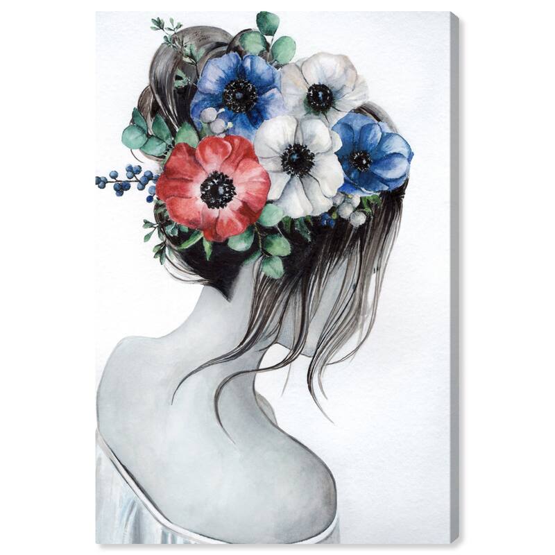 Wynwood Studio Fashion and Glam Look at her flowers Red and Traditional Wall Art Canvas Print