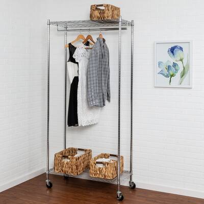 Chrome Heavy Duty Rolling Clothes Rack