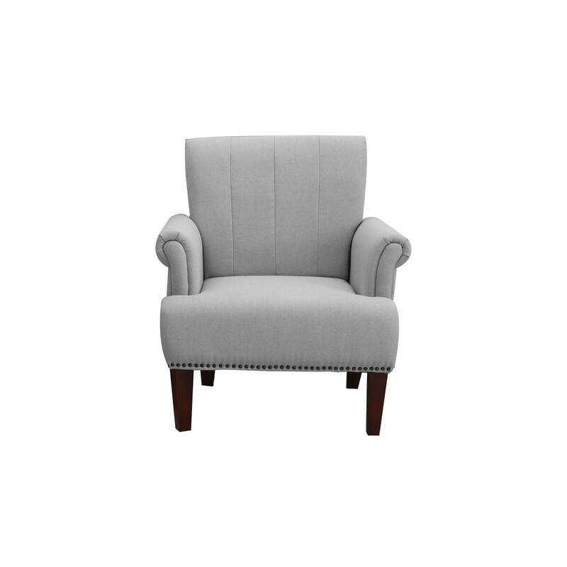 30-inch Arm Chair with Nailhead Trim and Sturdy Brown Legs