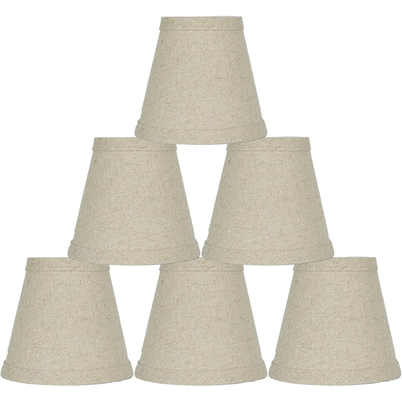 Natural Pure Linen Chandelier Lamp Shade, 3x5x4.5", Hardback, Clip On - 5*6