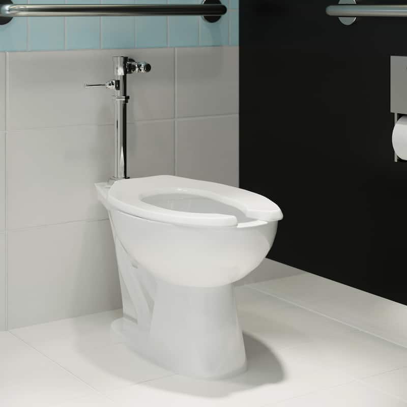 Chalon Floor-Mounted Commercial Elongated Top Flush Spud Flushometer Toilet Bowl - 27.95" x 16.53" 16.53"