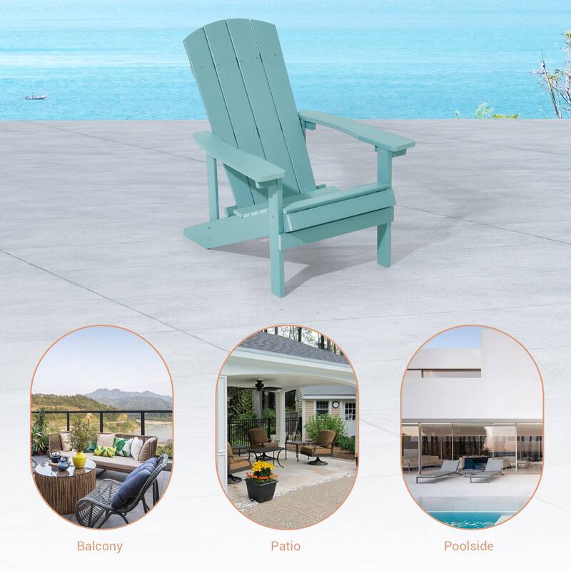 BONOSUKI Patio Adirondack Chair w/Cupholder,Weather Resistant-Set of 4