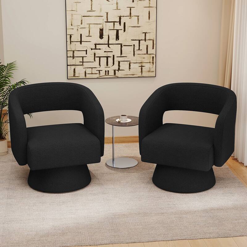 Swivel Accent Chair, Modern Comfy Teddy Barrel Chairs